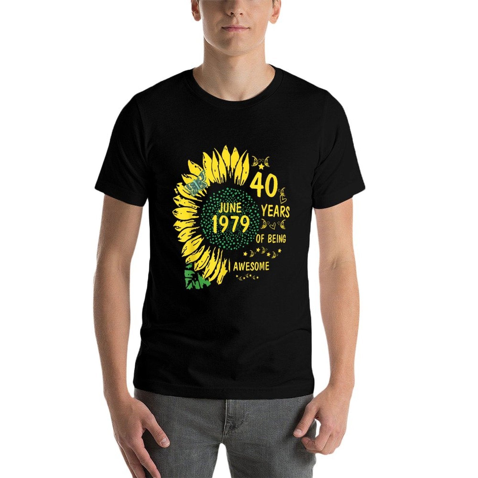 40th Birthday Sunflower And Butterfly Gift For Women  Eco-friendly Material T-Shirt