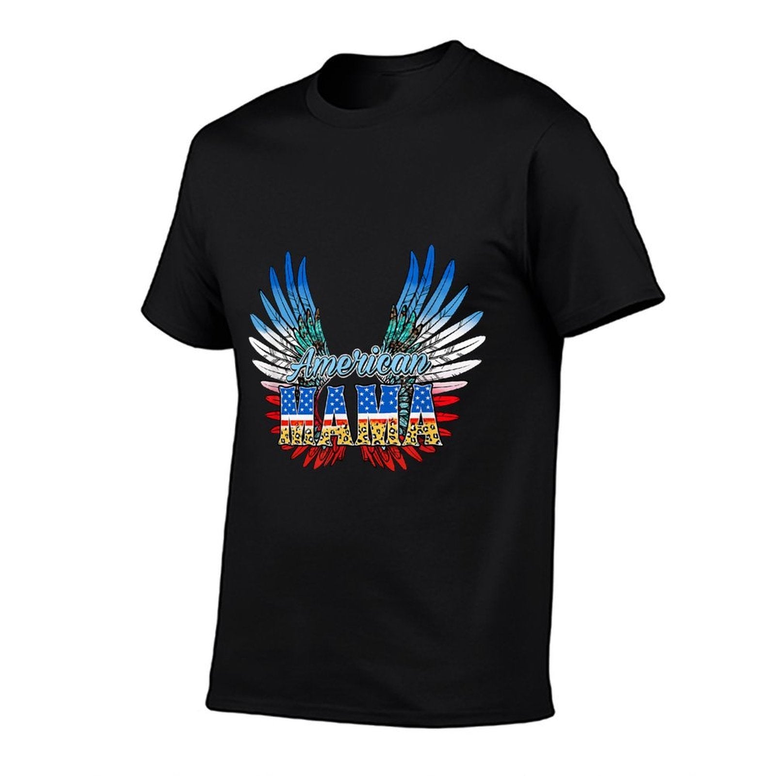 4th of July American Mama Angel Wings  Polyester Blend T-Shirt