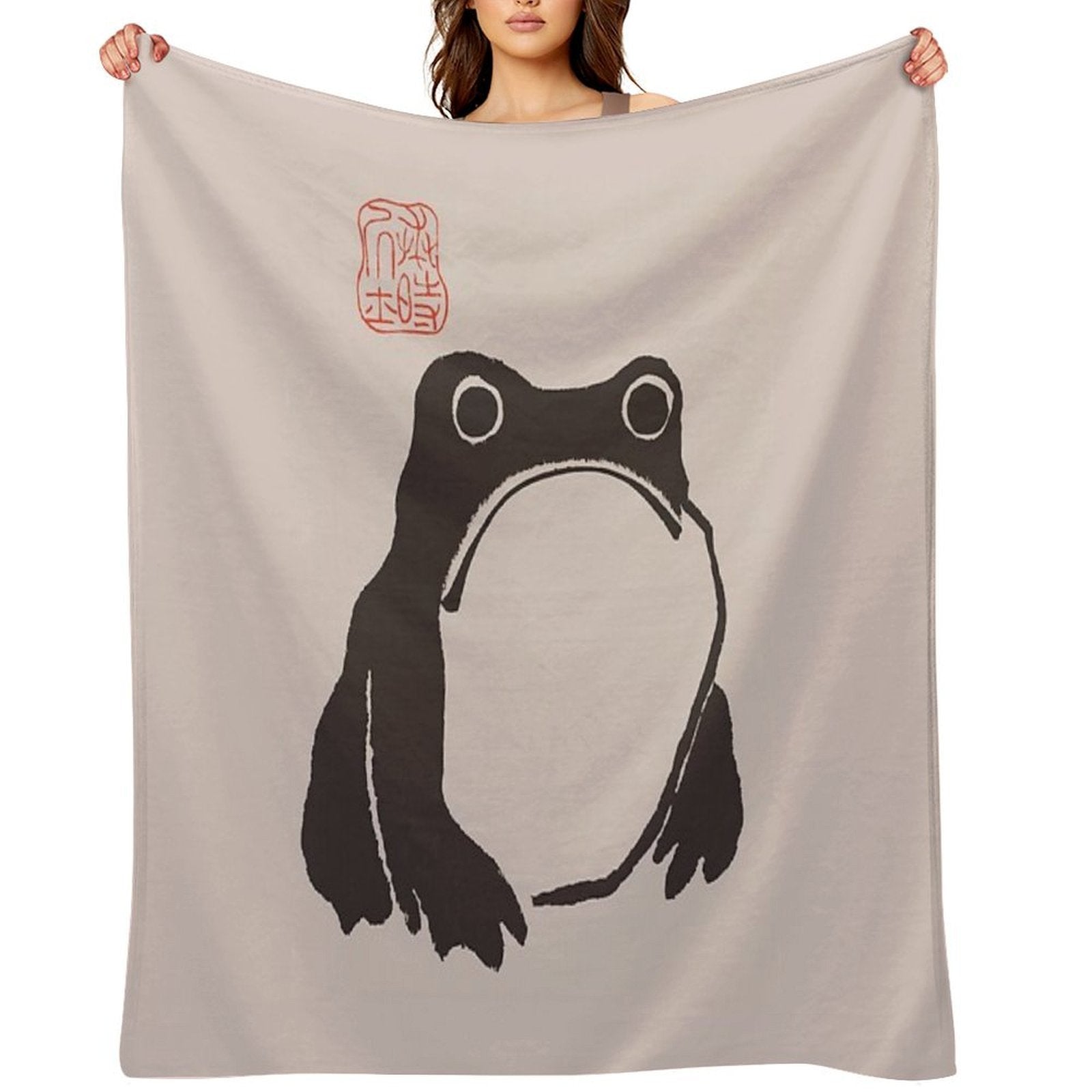 Matsumoto Hoji Frog Art Vintage Japanese Woodblock Artwork Wrinkle-free Throw Blanket