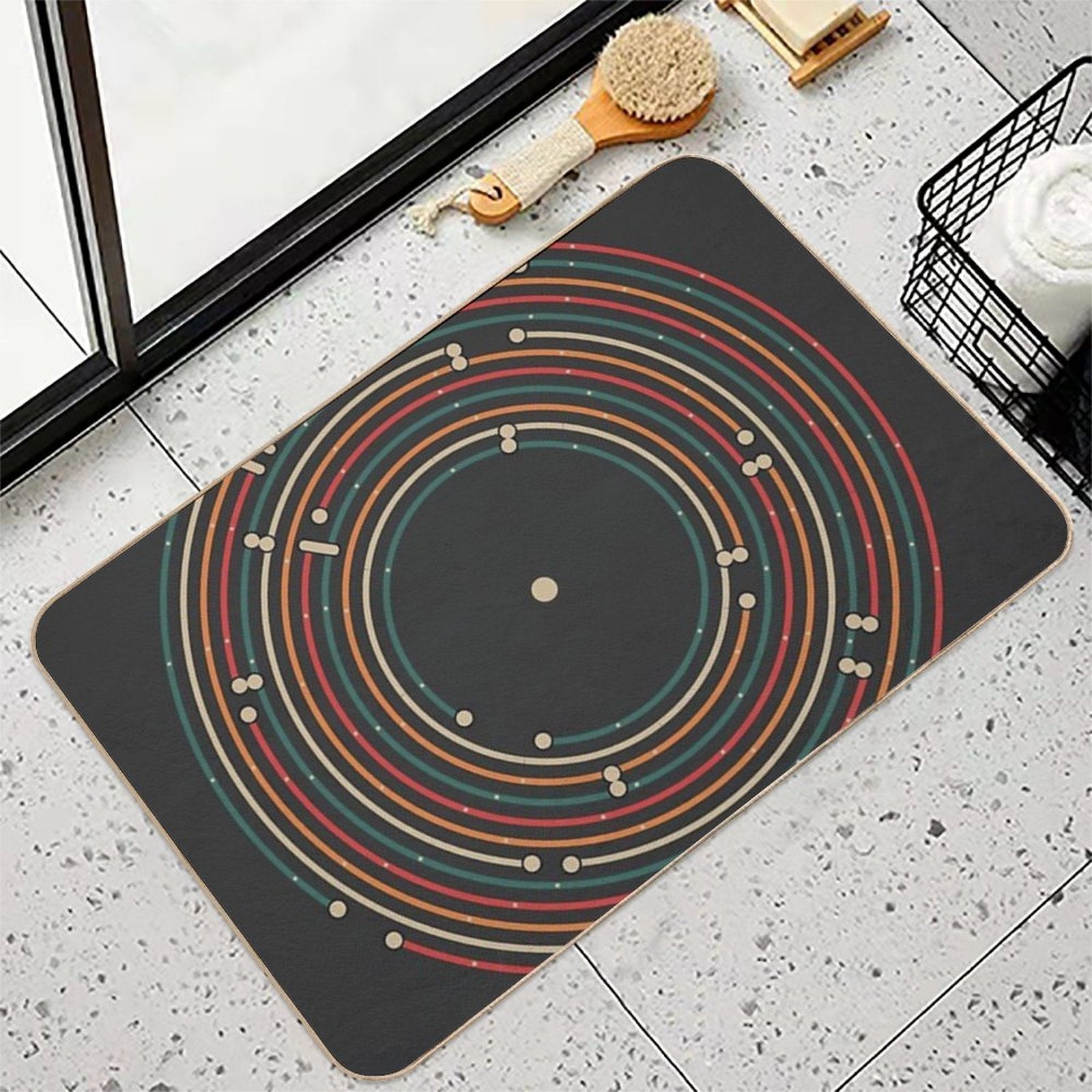 Vinyl Music Metro Record Map Labyrinth  Toxin-Free Bath Mat