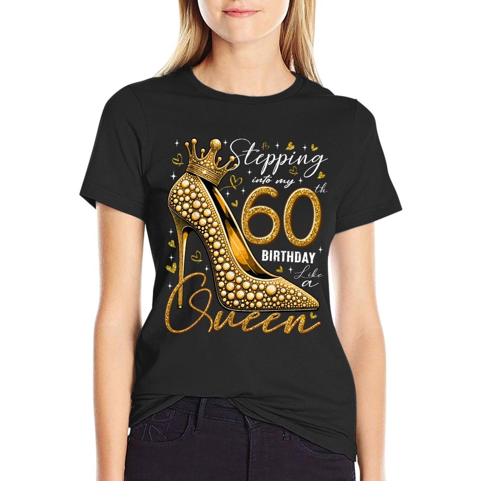 60 Year Old Gifts High Heels Stepping Into My 60th Birthday  Moisture-wicking T-Shirt