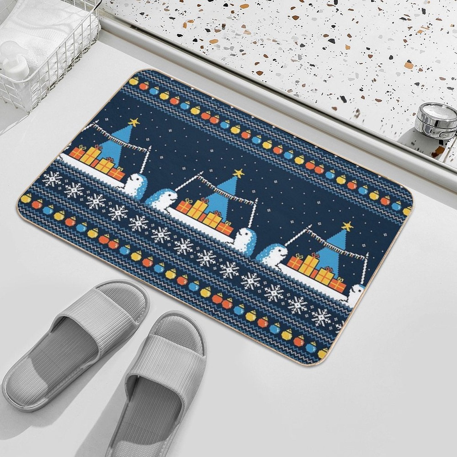 Christmas Narwhals  Versatile Bath Mat