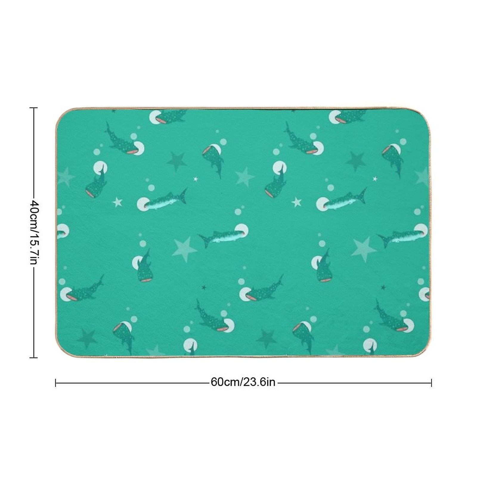 Teal Whale Shark  Easy To Clean Bath Mat
