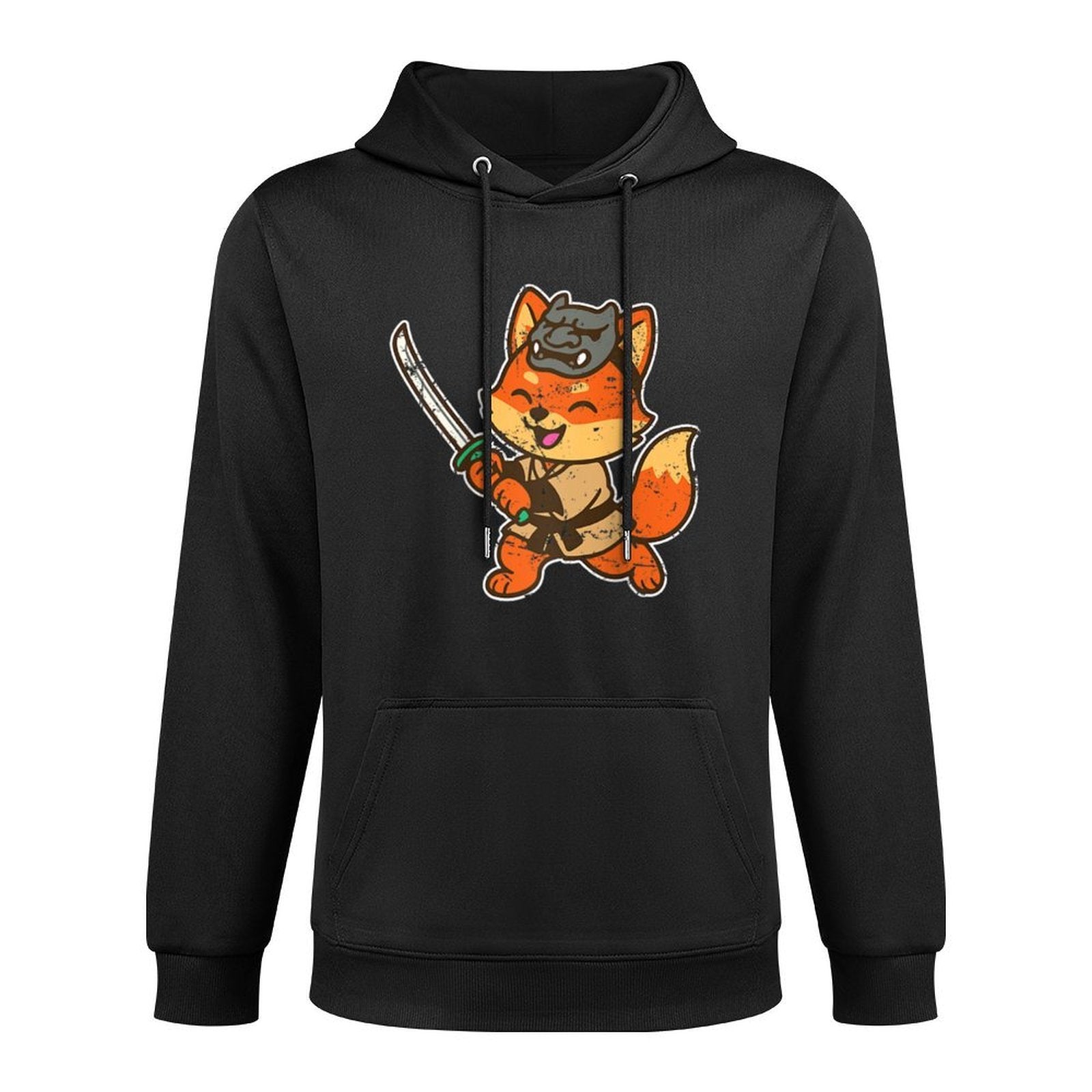 Cute Samurai Fox Katana Warrior Raglan Baseball Shape Retention Hoodie