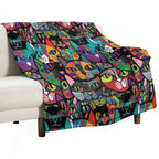 Colourful Bold Cat Pattern #3 Gift-ready Throw Blanket