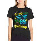 It's My 65th Birthday Tropical Beach Summer 65 Years Old  Oversized Silhouette T-Shirt