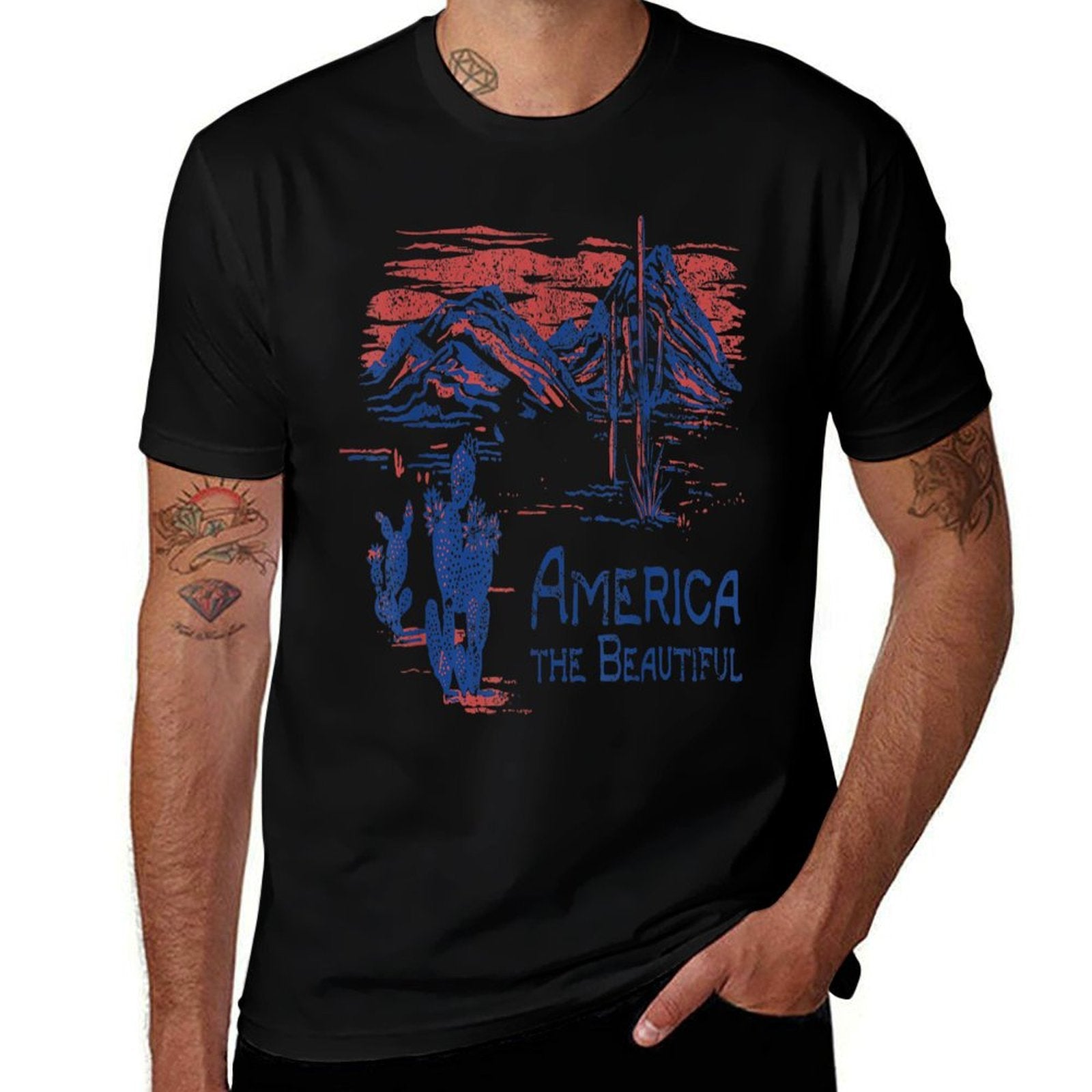 Americana America The Beautiful Landscape  Trendy Pattern T-Shirt