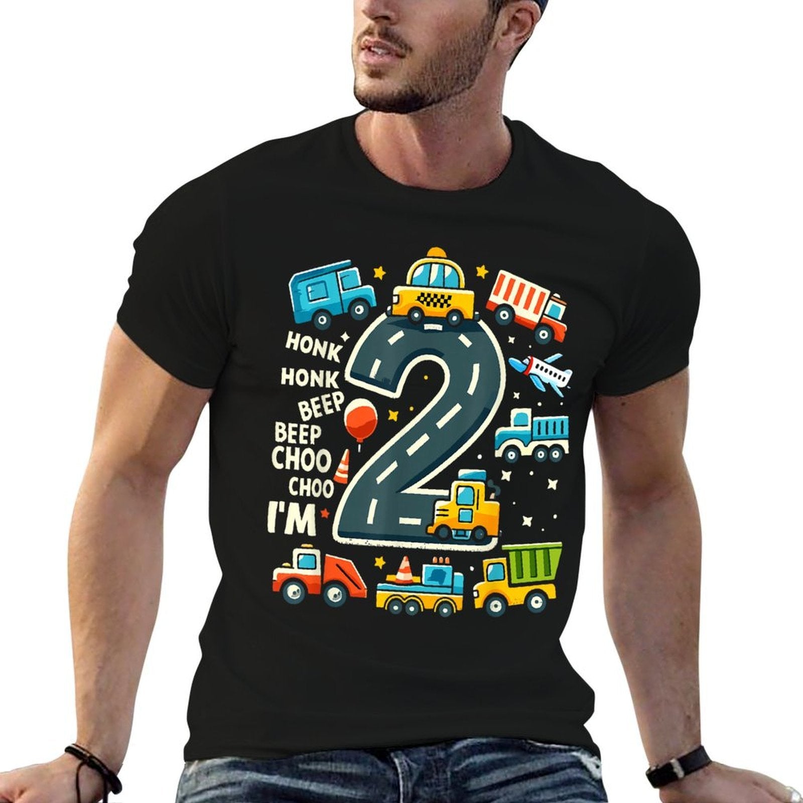 2 Year Old Transportation Birthday Boy 2nd Toddler Truck Car  Eco-friendly Material T-Shirt