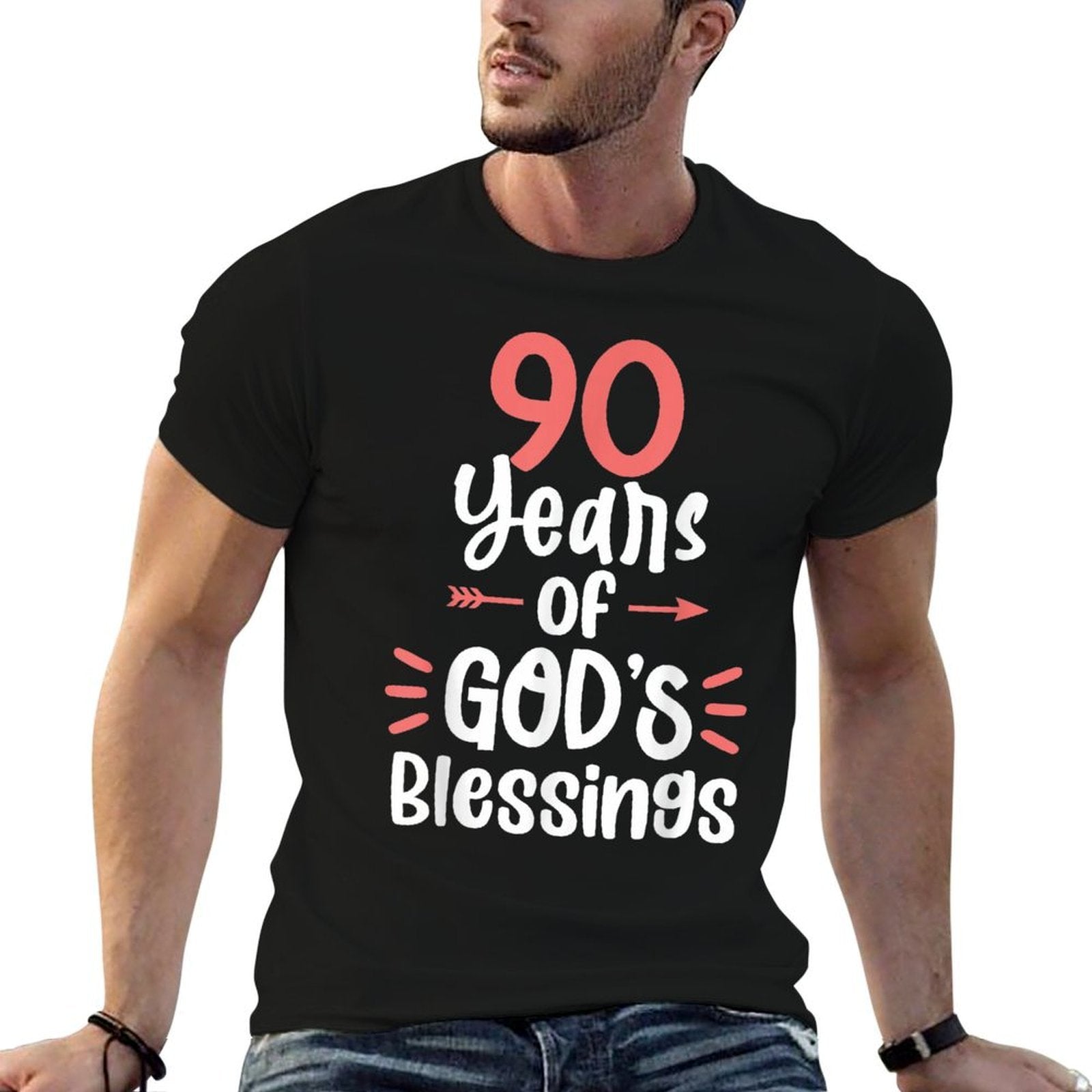 90 Years of God's Blessings 90 Year Old Happy 90th Birthday  Relaxed-fit T-Shirt