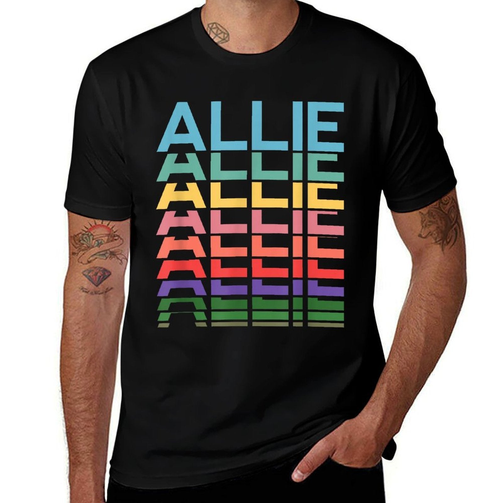 Allie Name Personalized Women Girl Retro Vintage Pattern  Easy-care T-Shirt
