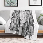FRANCOISE 1946  Vintage Abstract Charcoal Print All-season Throw Blanket