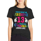 13 Years Old Girl Birthday Quote 13th B-day Princess Graphic  Relaxed-fit T-Shirt