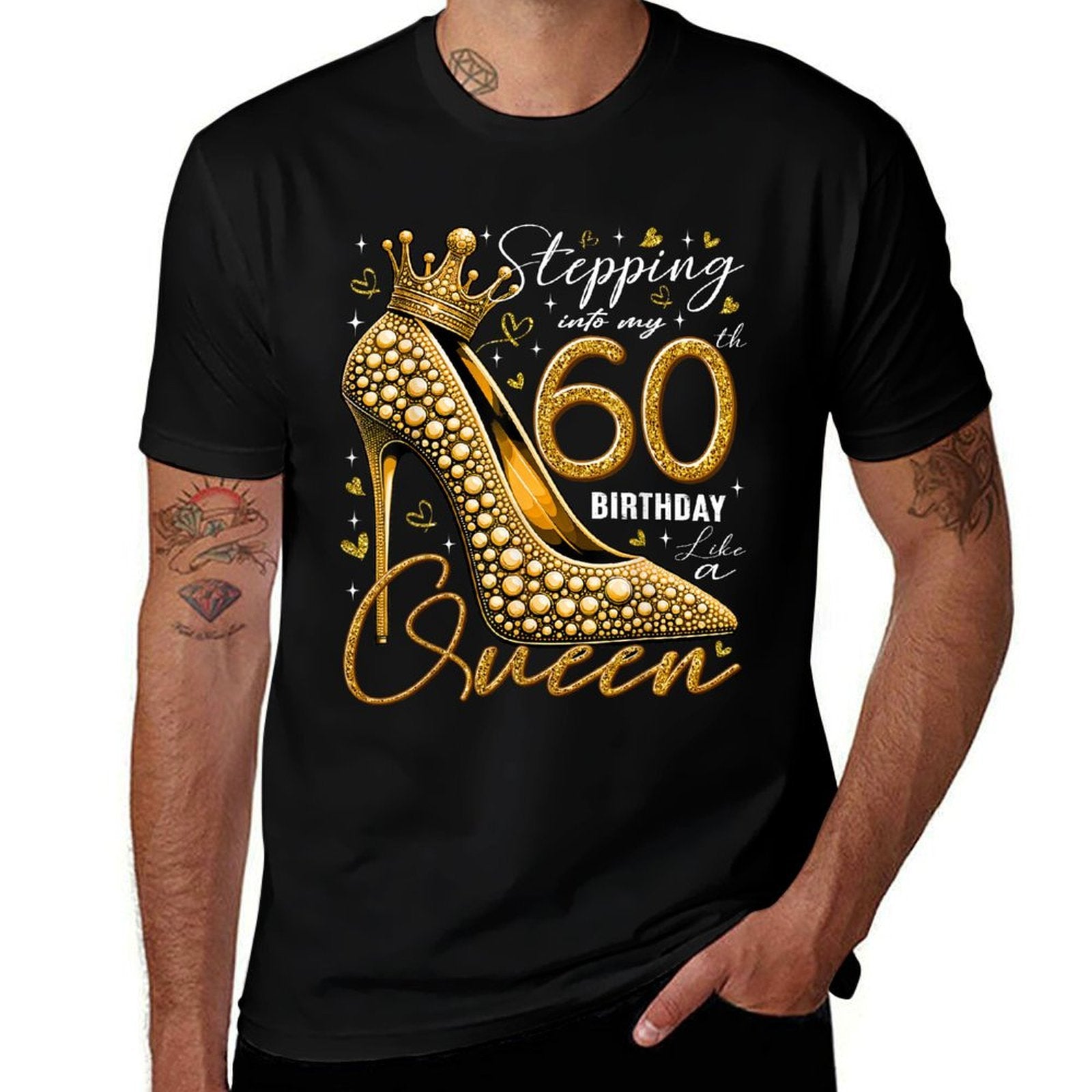 60 Year Old Gifts High Heels Stepping Into My 60th Birthday  Moisture-wicking T-Shirt