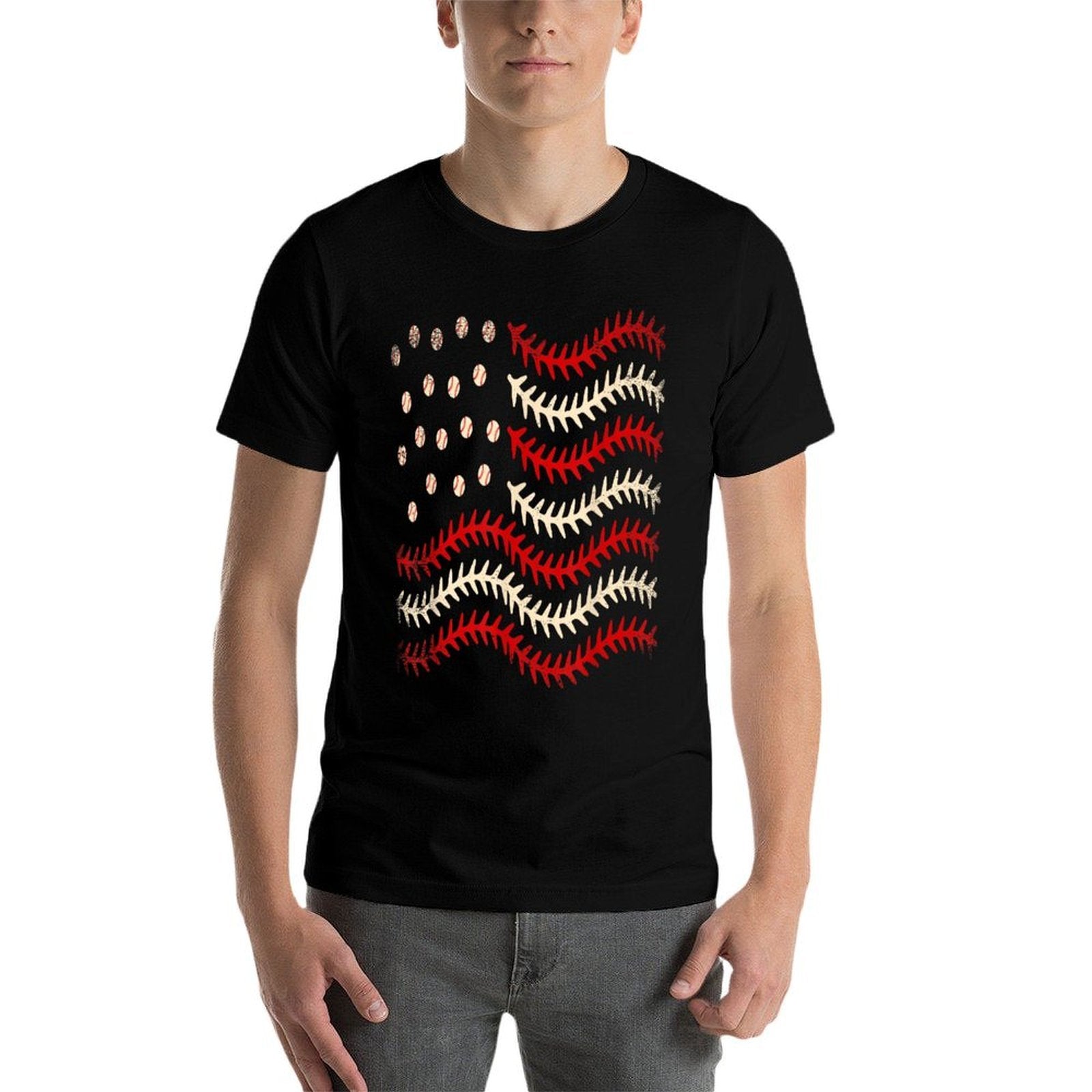 American Baseball Player Sports USA Fourth Of July  Cotton T-Shirt