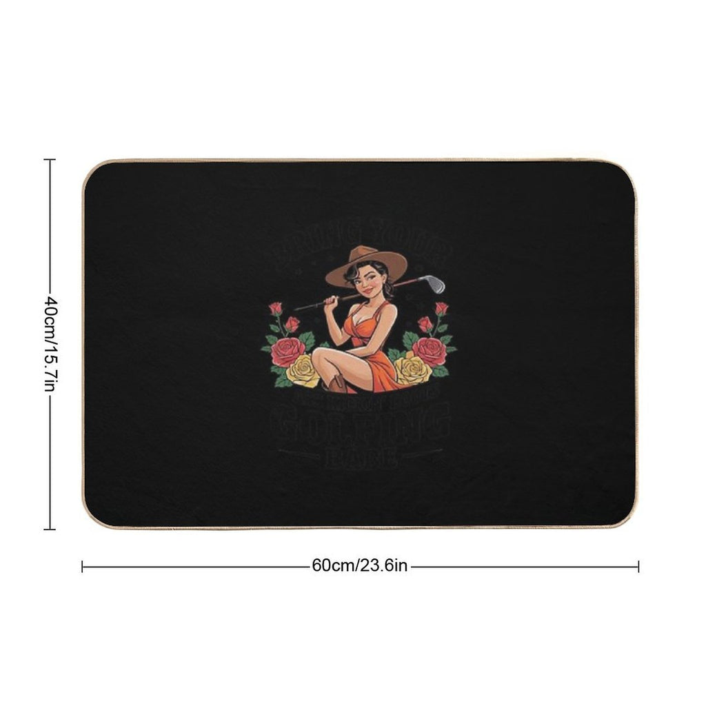 Cowgirl Golfing Babe Gift For Her  Fade-Resistant Bath Mat