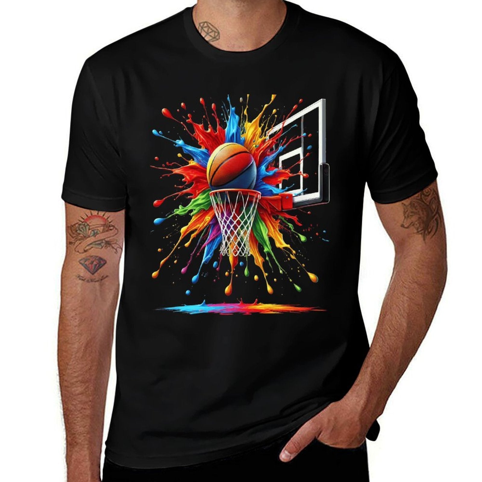 Colorful Abstract Psychedelic Basketball Splash Art Game Day  Vintage-inspired T-Shirt