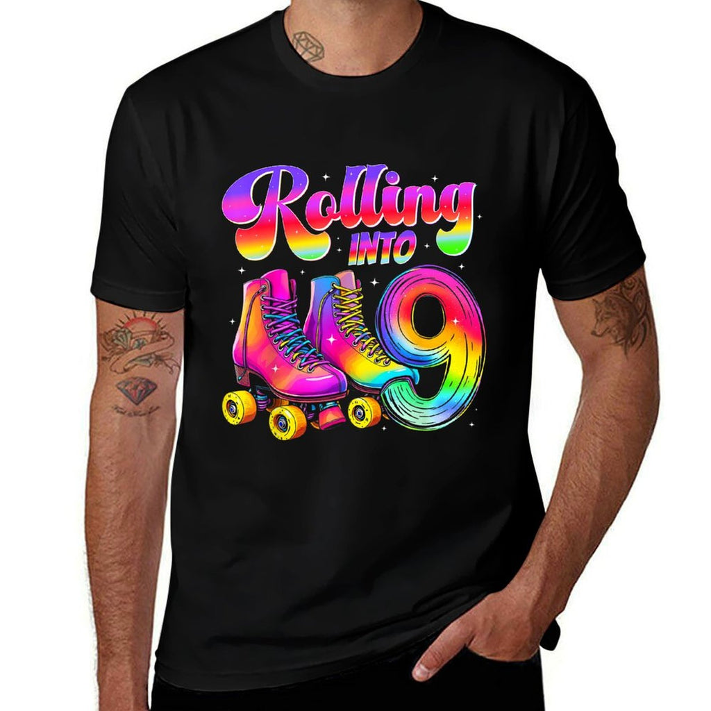 9th Birthday Girl Nine 9 Year Old Roller Skate Skating Party  Breathable T-Shirt