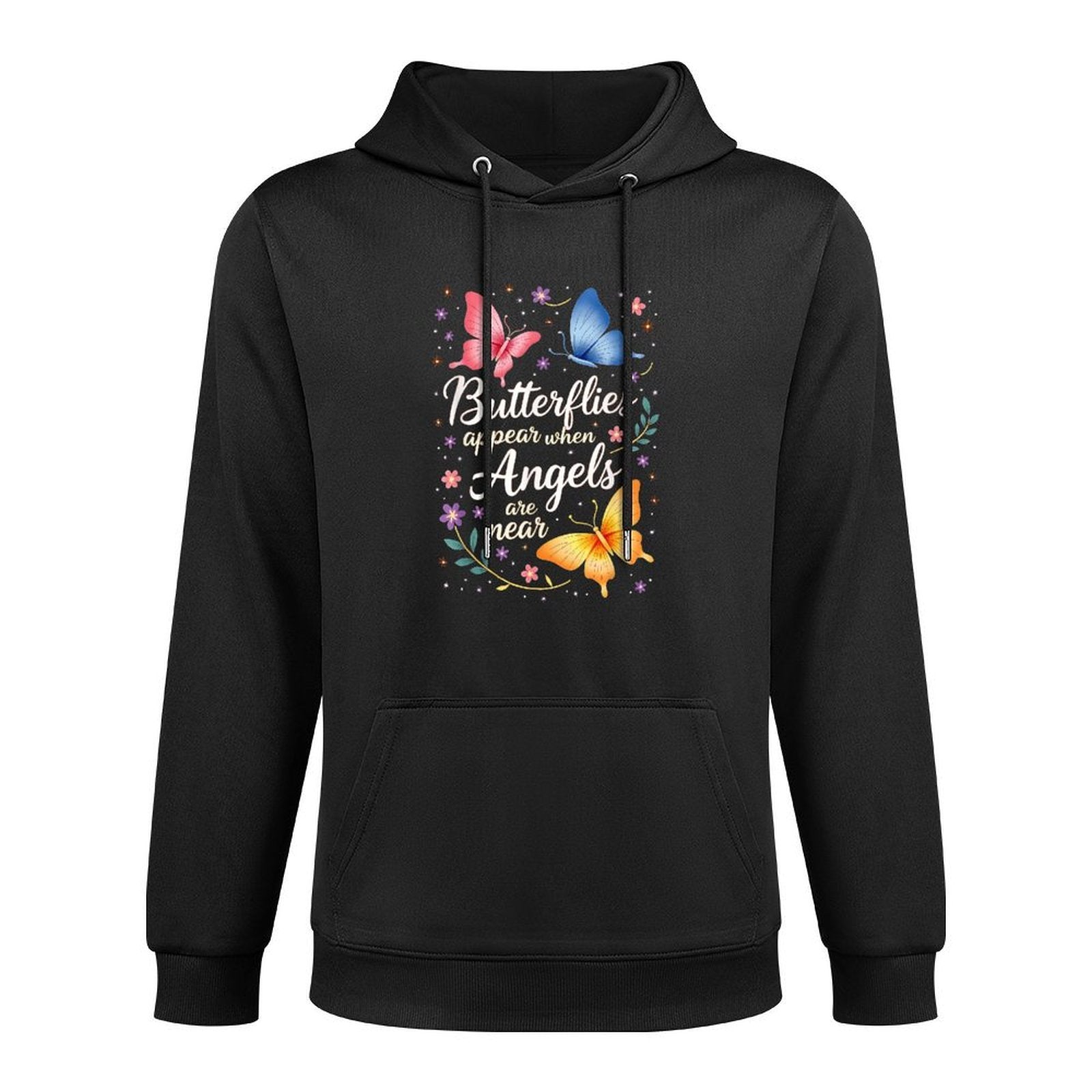 Nature Flowers Butterflies Appear When Angels Are Near Quote Adjustable Hood Hoodie