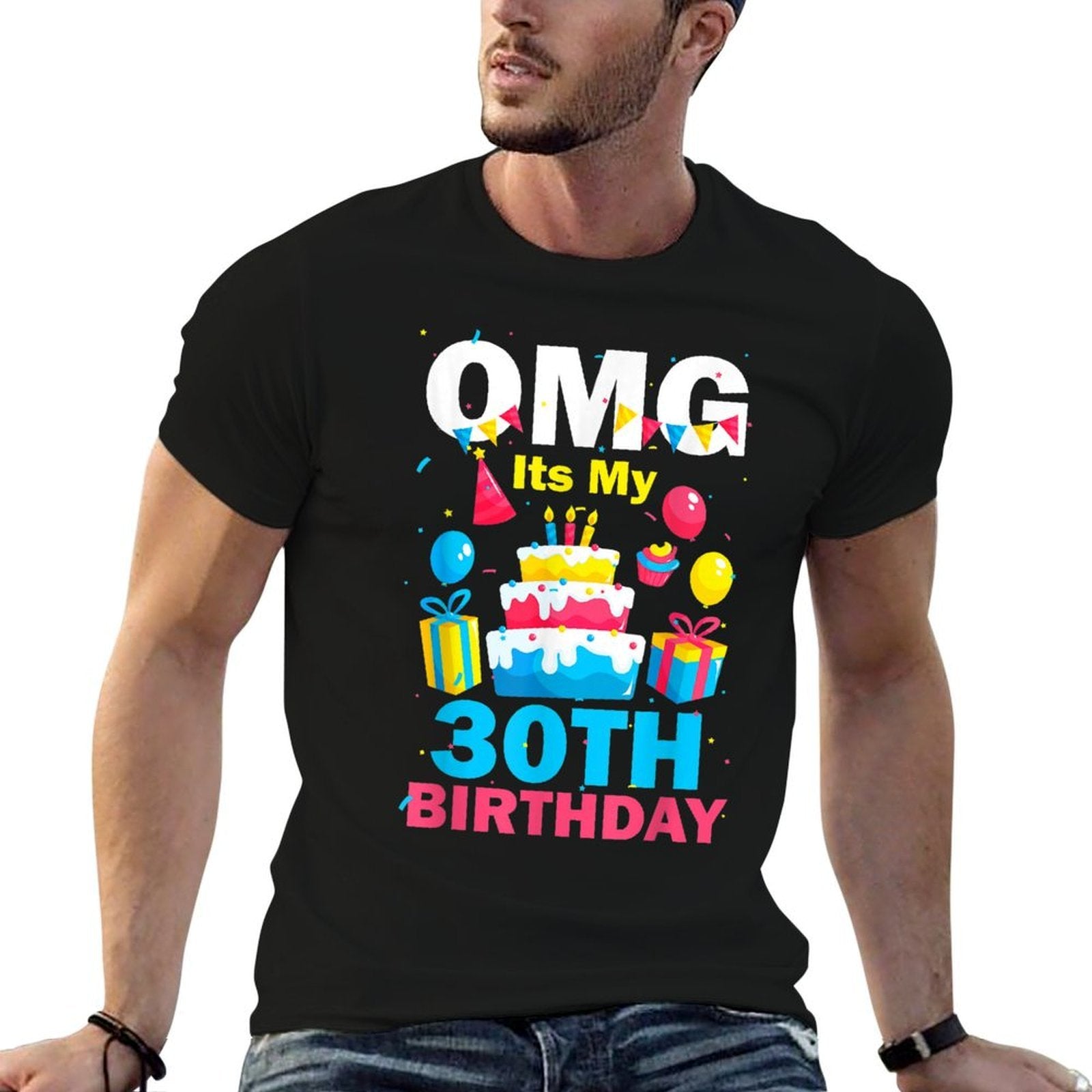 30 Years Old Birthday Party OMG Happy 30th Birthday Family  Wrinkle-resistant T-Shirt