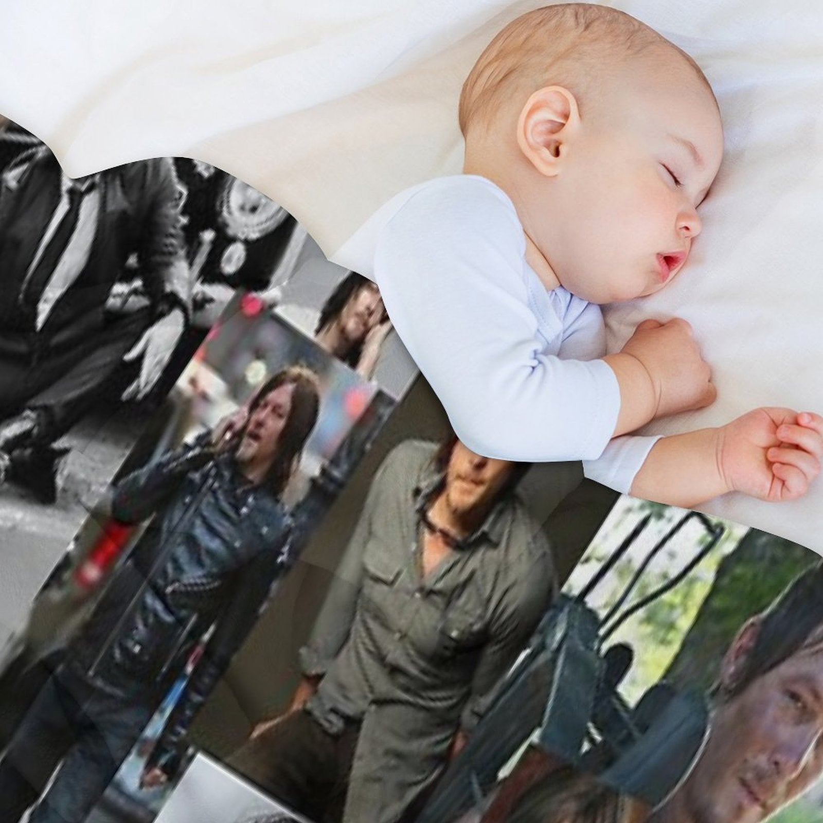 Norman Reedus Fan Made Assorted Random Photo Collage Machine-washable Throw Blanket