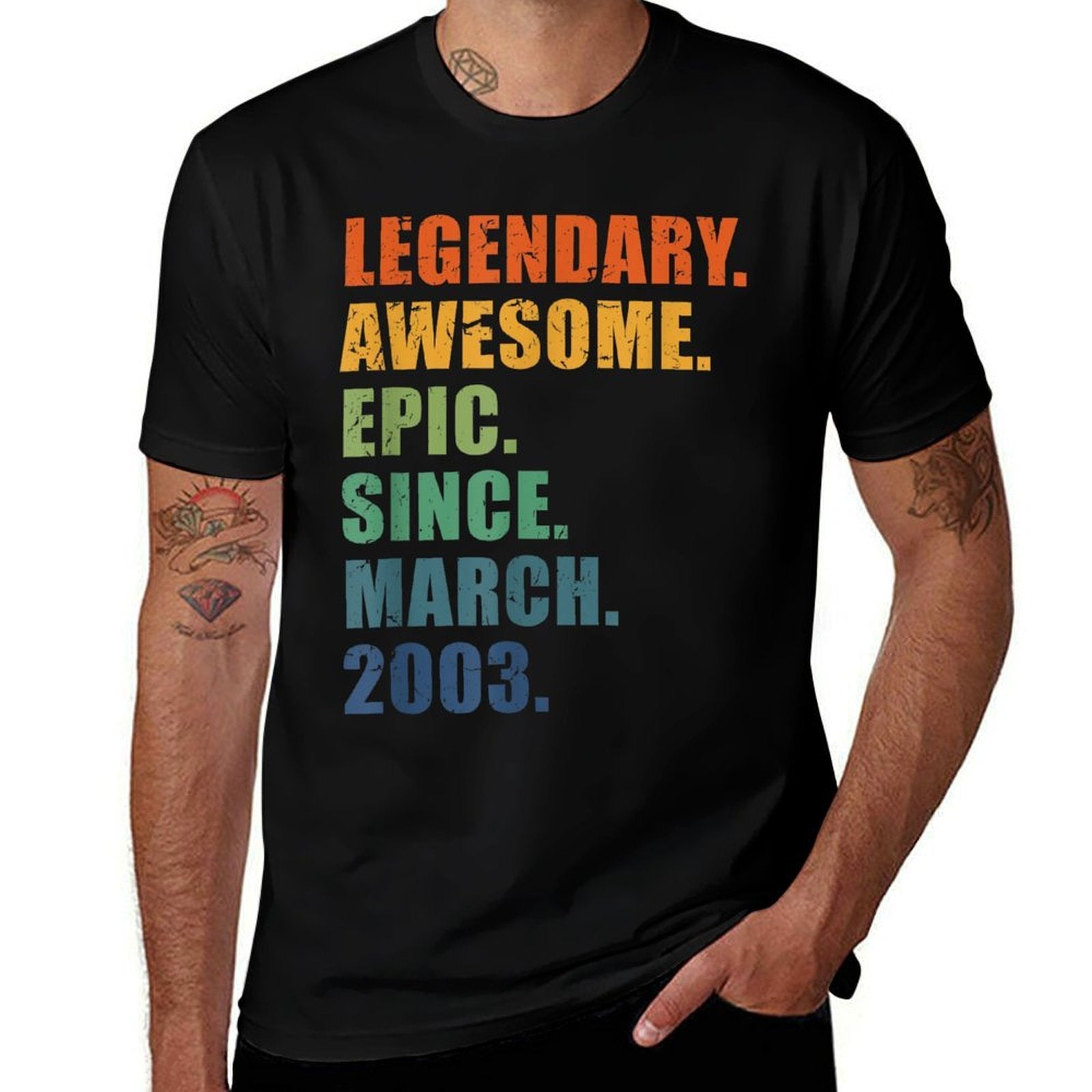 2003 March For Men Women 21 Year Anniversary 21st Birthday  Fade-proof Color T-Shirt