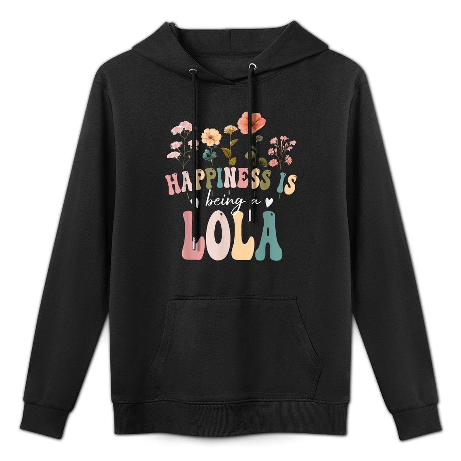 Happiness Is Being A Lola Floral Design Lola Mother&#39;s Day Adjustable Hood Hoodie