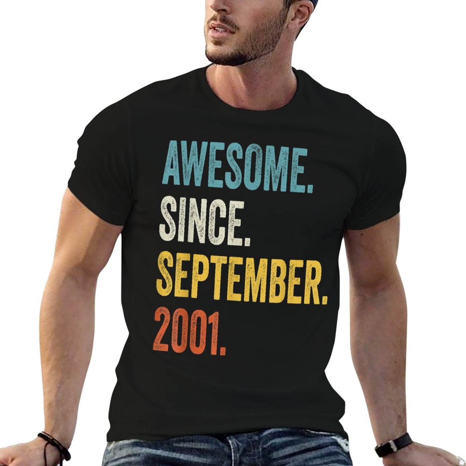 21 Years Old Awesome Since September 2001 21st Birthday  Oversized Silhouette T-Shirt