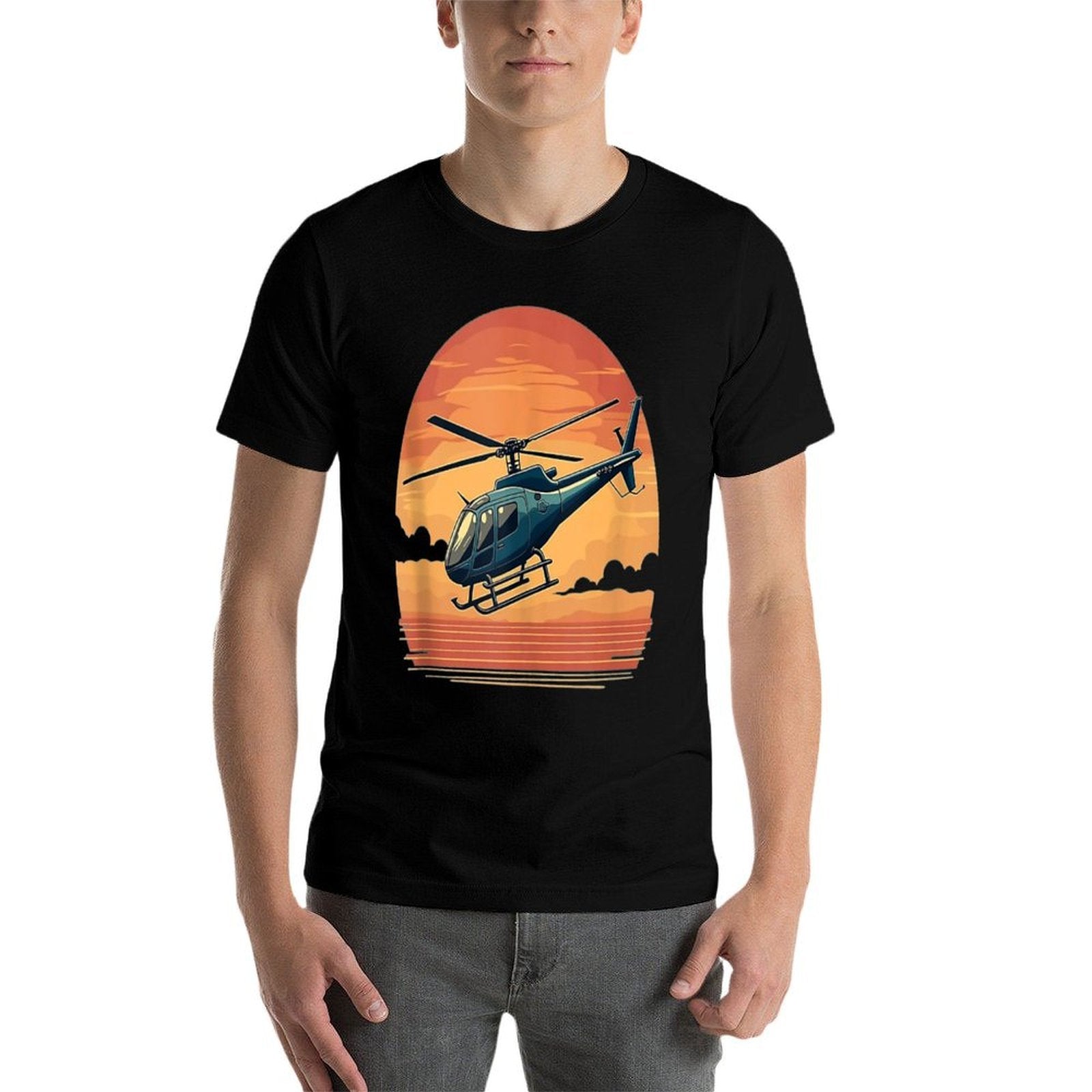 Awesome Helicopter on Sunset - Helicopter Lover  High-quality Stitching T-Shirt