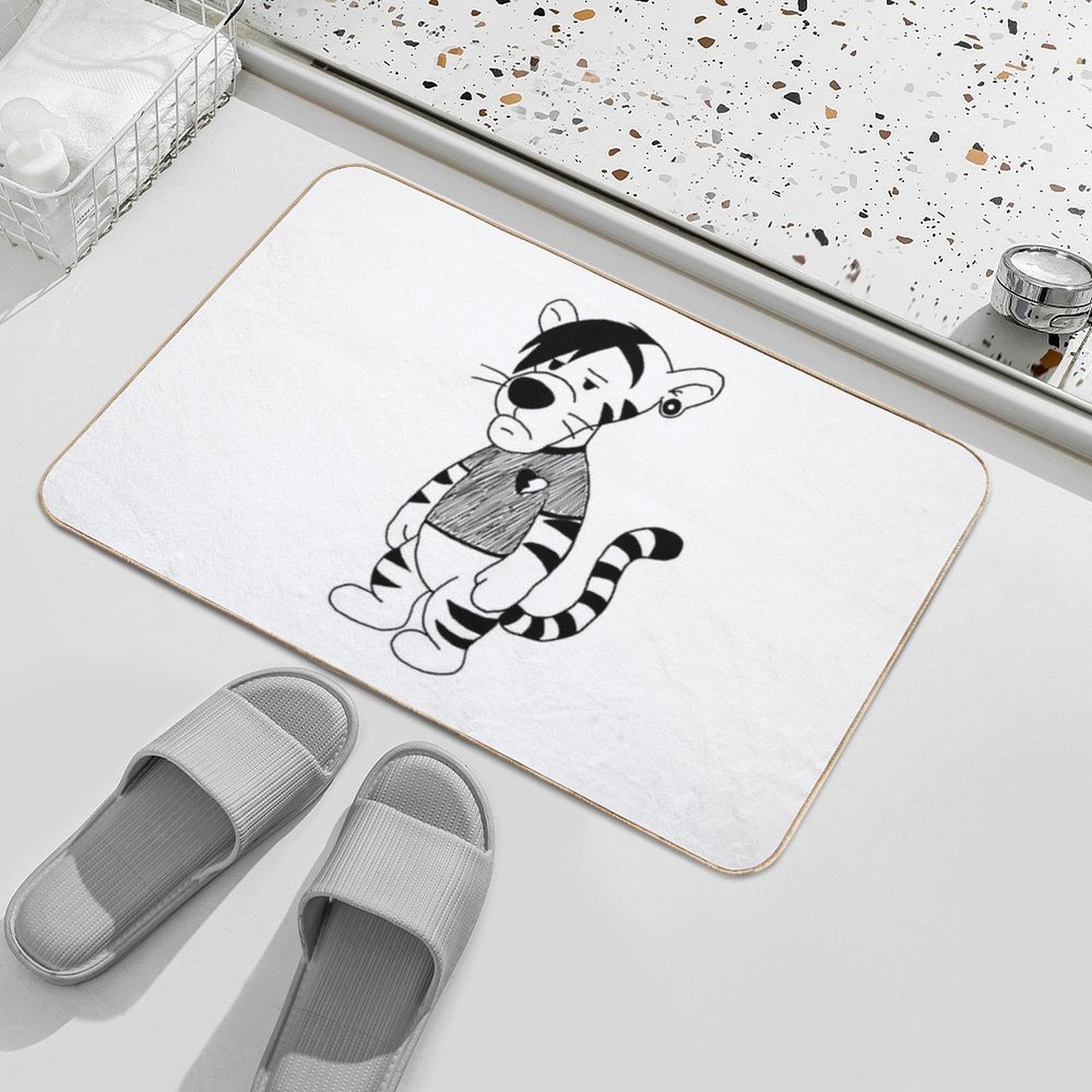 Emo Tiger  Repositionable Bath Mat