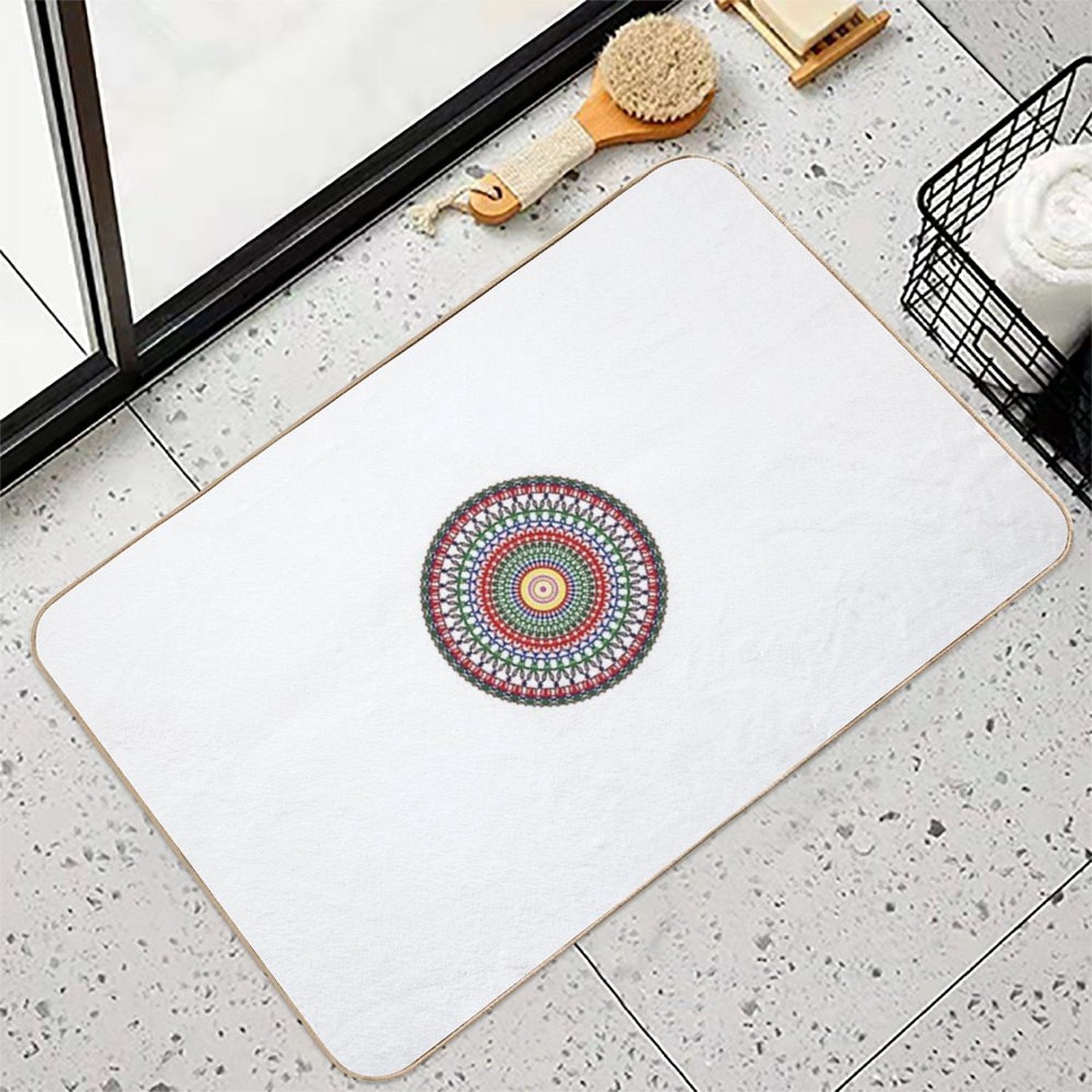 Bold & Proud Mandala  LGBTQ+ Pride Art Celebrating Courage & Radiant Identity  Absorbent Bath Mat