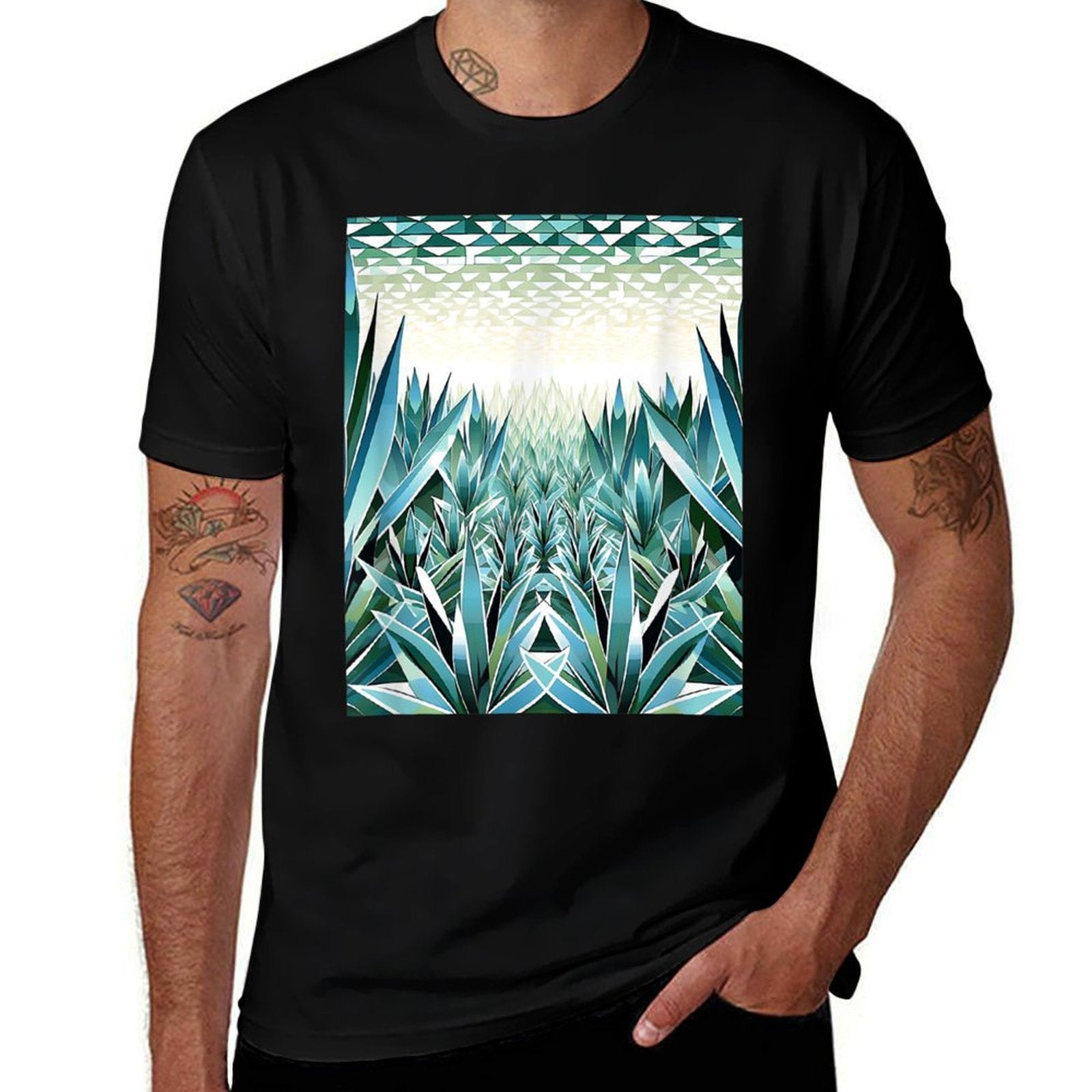 Agave Plants Row Geometric Agave Plant Collector Mexican  Tagless Design T-Shirt