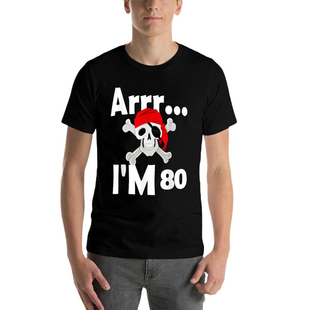 80th Birthday Pirate Skull 80 Years Old Bday  Tagless Design T-Shirt