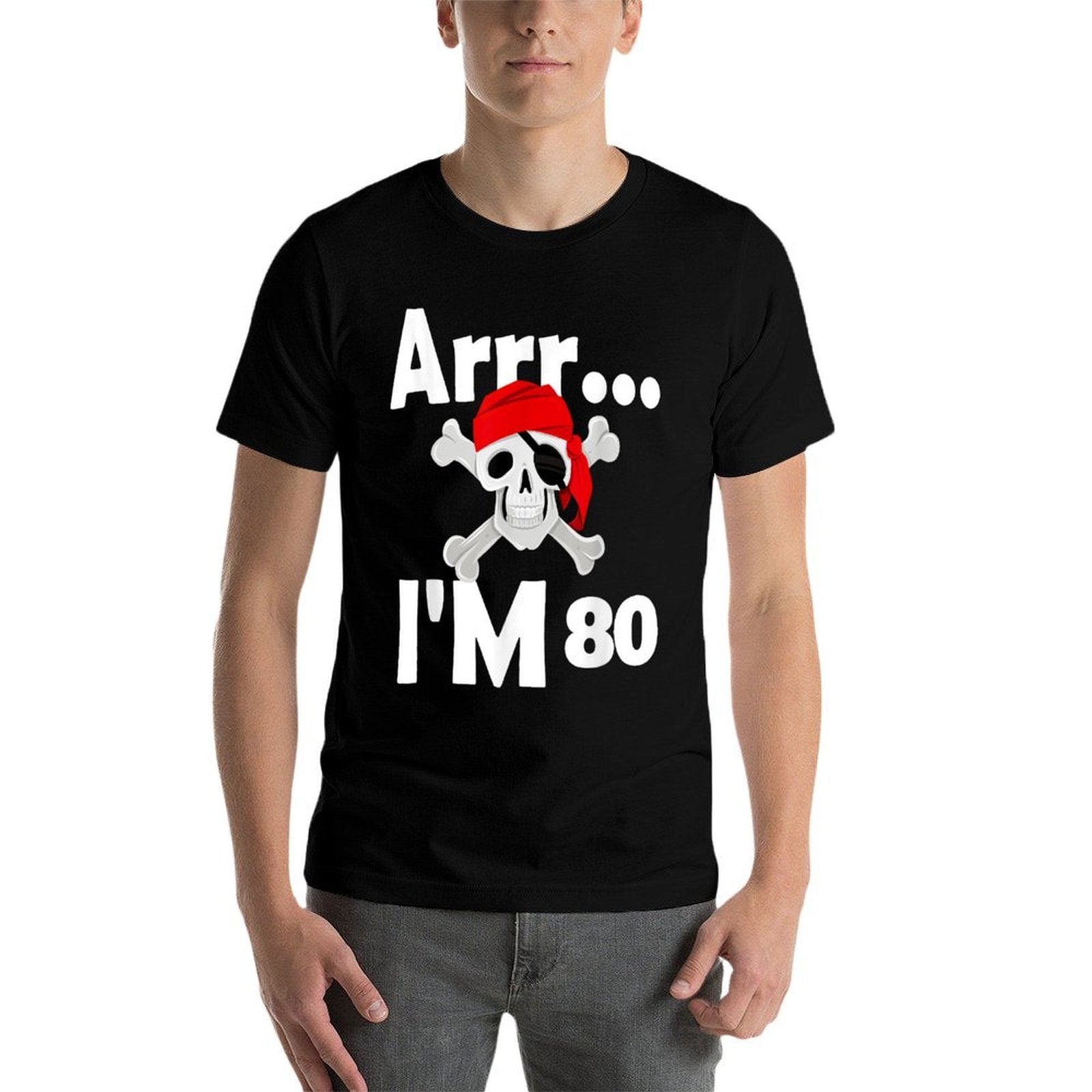80th Birthday Pirate Skull 80 Years Old Bday  Tagless Design T-Shirt