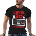 Level 30 Unlocked Gamer 30th Birthday  High-quality Stitching T-Shirt