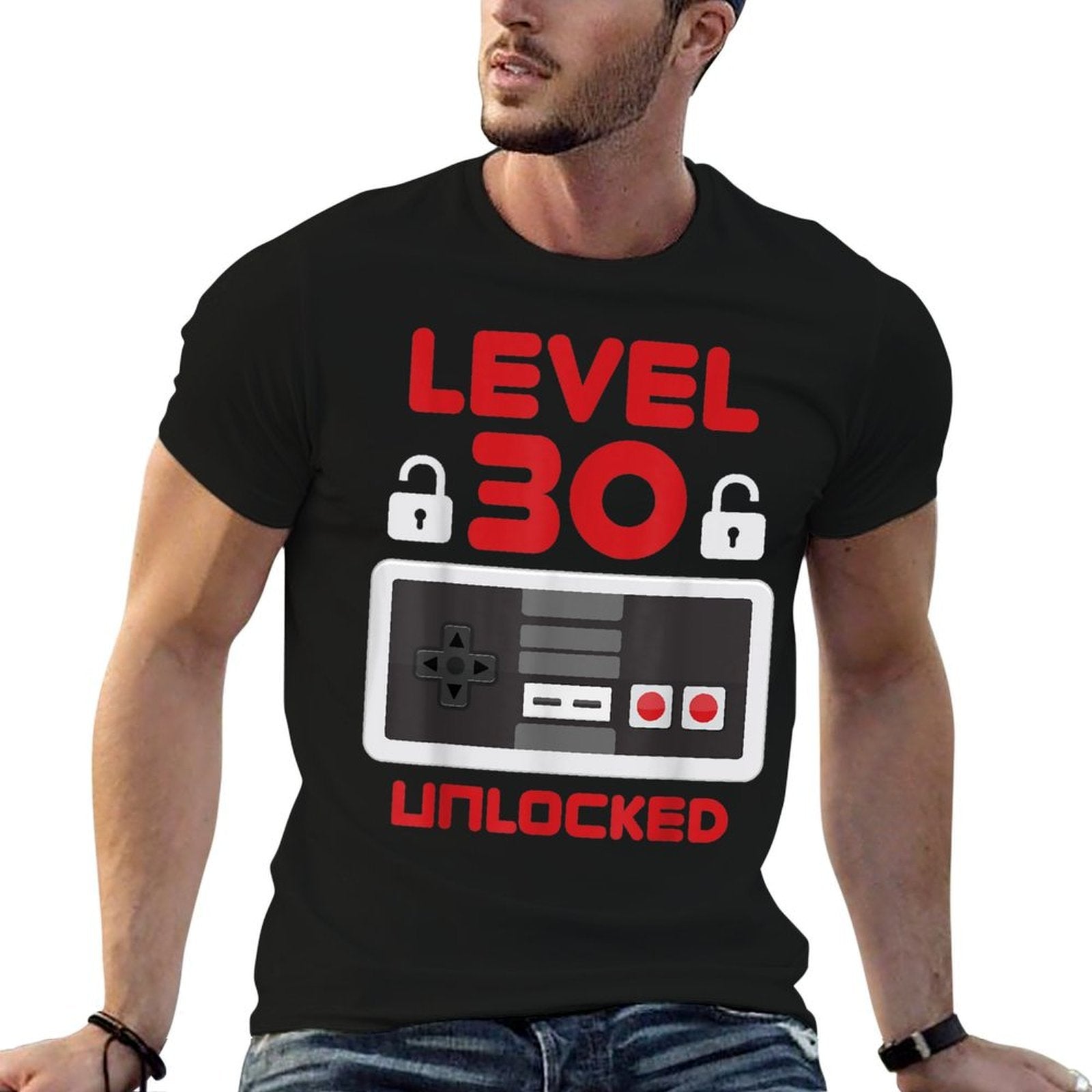 Level 30 Unlocked Gamer 30th Birthday  High-quality Stitching T-Shirt