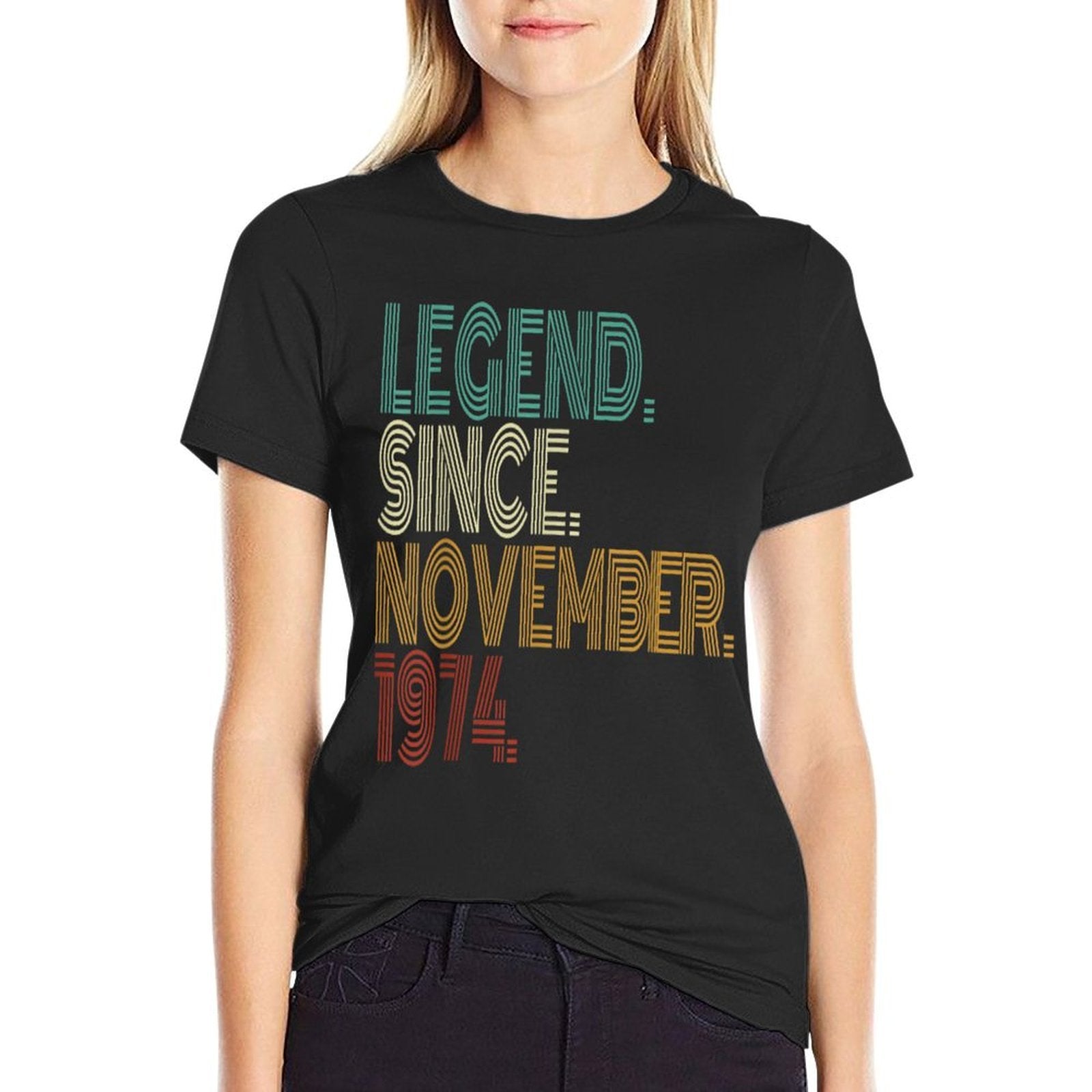 50 Years Old Legend Since November 1974 50th Birthday  Rolled Sleeves T-Shirt