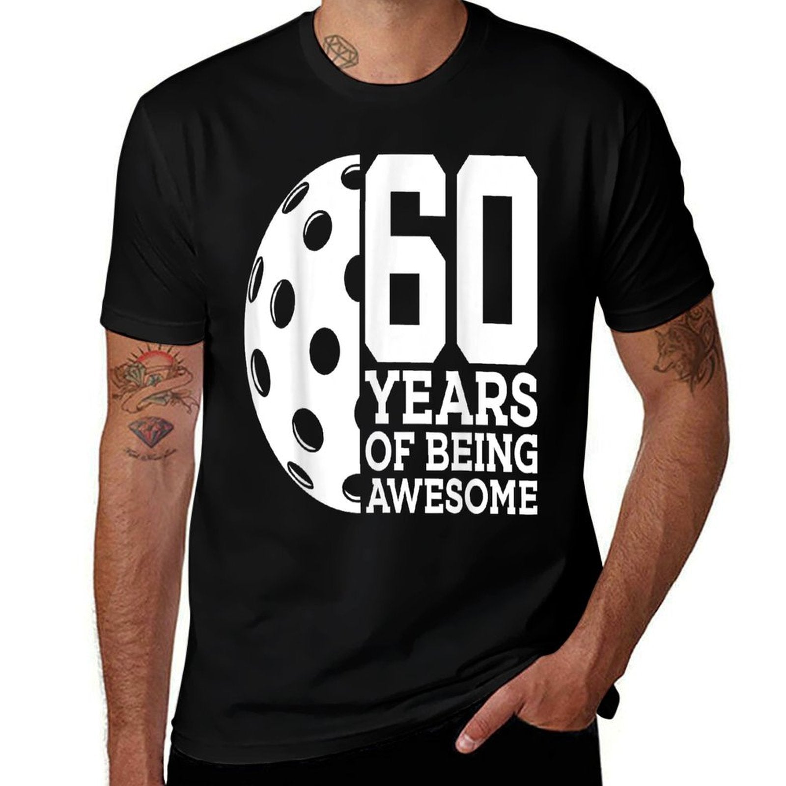 60 YEARS OF BEING AWESOME PICKLEBALL 60TH BIRTHDAY  Moisture-wicking T-Shirt