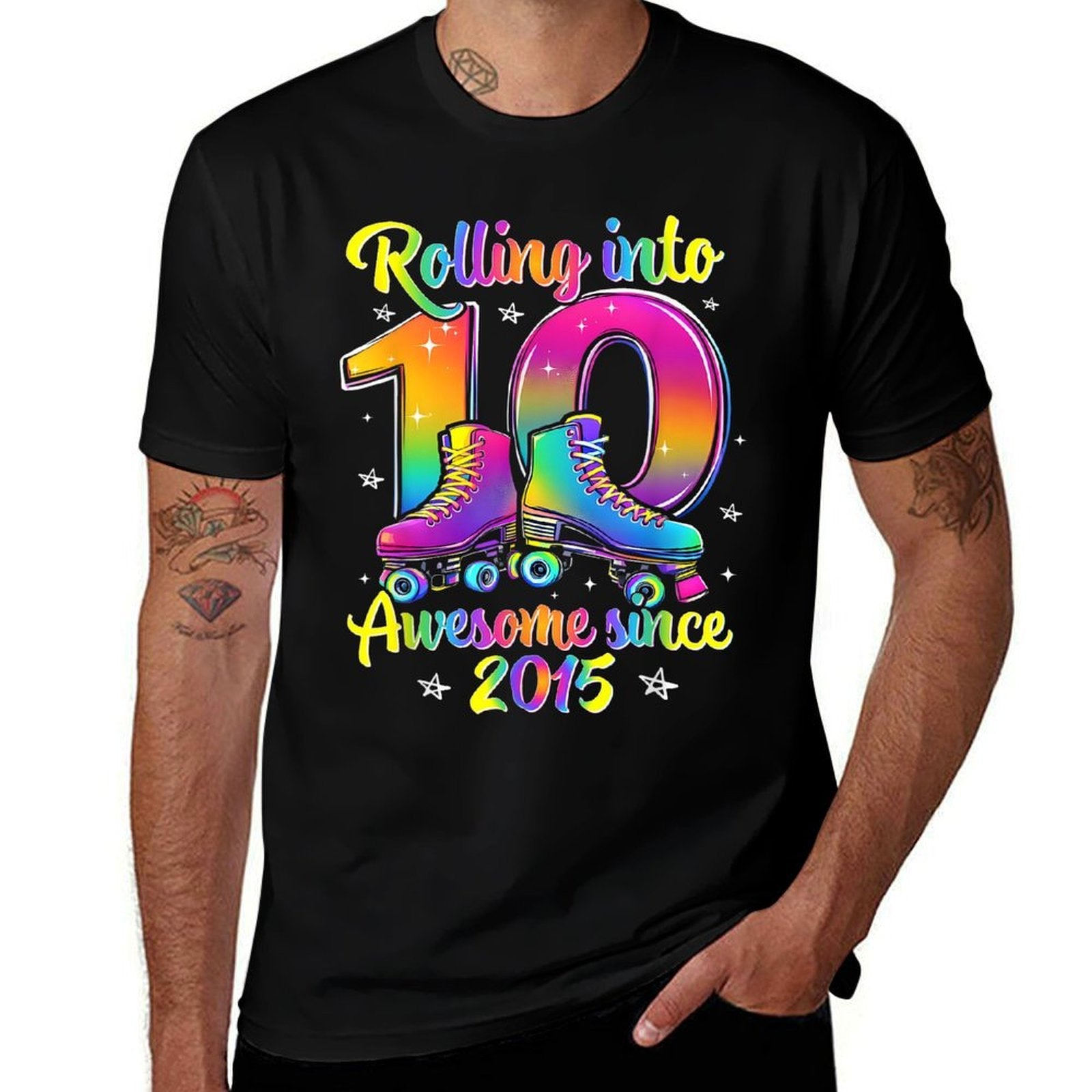 10th Birthday Girl 10 Year Old Roller Skate Skating Party  Slim-fit Cut T-Shirt