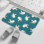 Unicorns Are Cool Pattern - Blue  Rapid-Drying Bath Mat