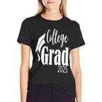 Funny 2025 College Graduate Graduation Grad Students Seniors  Fade-proof Color T-Shirt