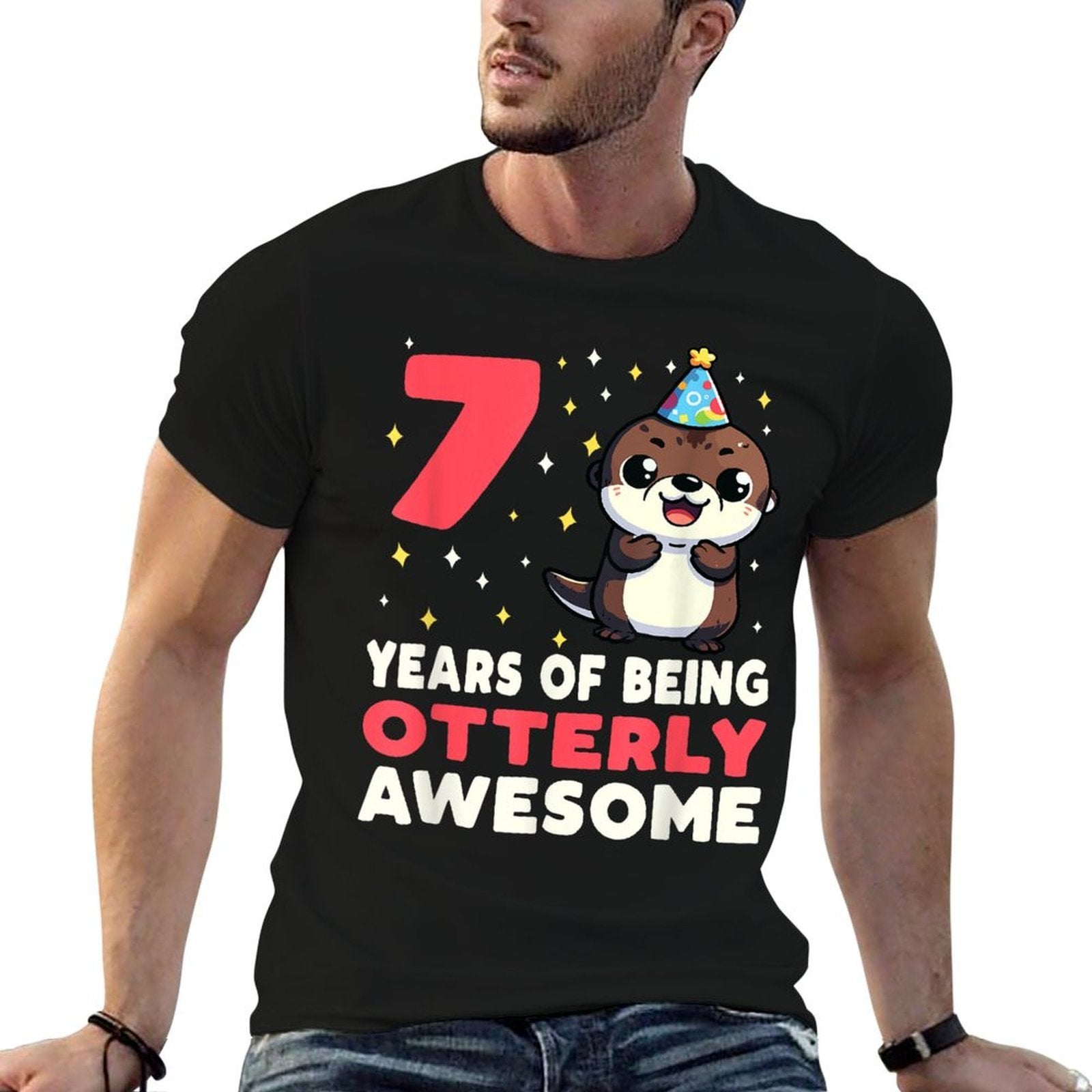 7th Birthday Otter Outfit Seven Year Old Birthday  Classic T-Shirt