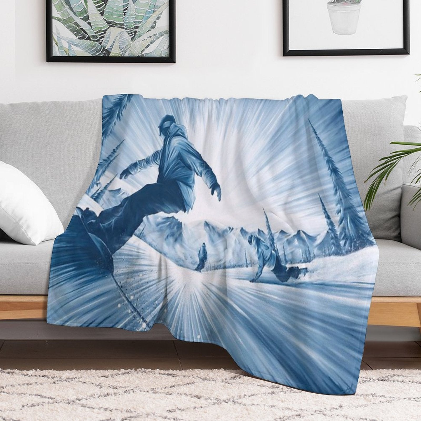 Snowboarding Friends III Anti-pilling Throw Blanket