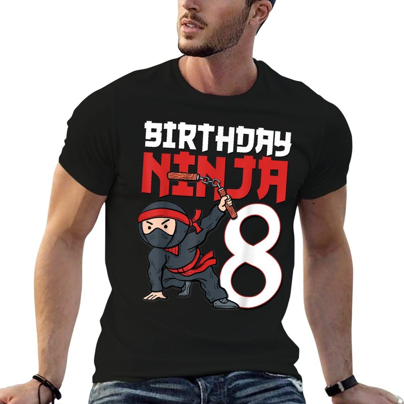 8th Birthday Ninja I'm 8 Years Old Bday Party Best Boy  Vintage-inspired T-Shirt