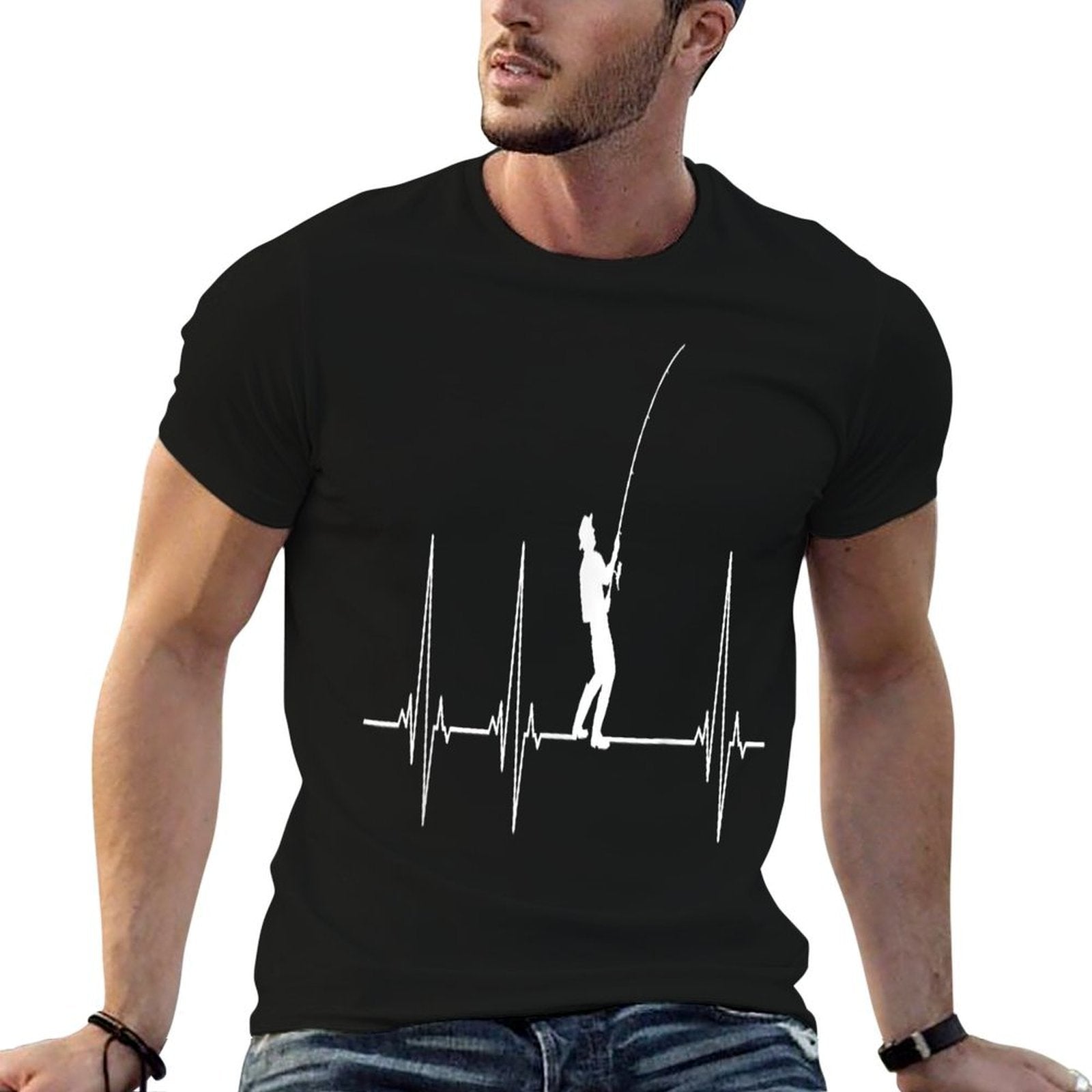 Fishing Heartbeat  Oversized Silhouette T-Shirt