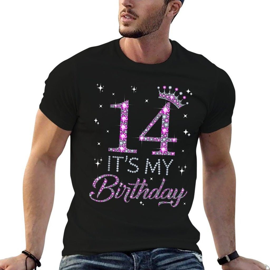 14 It&#39;s My Birthday Pink Crown Happy 14th Birthday Girl  Slim-fit Cut T-Shirt