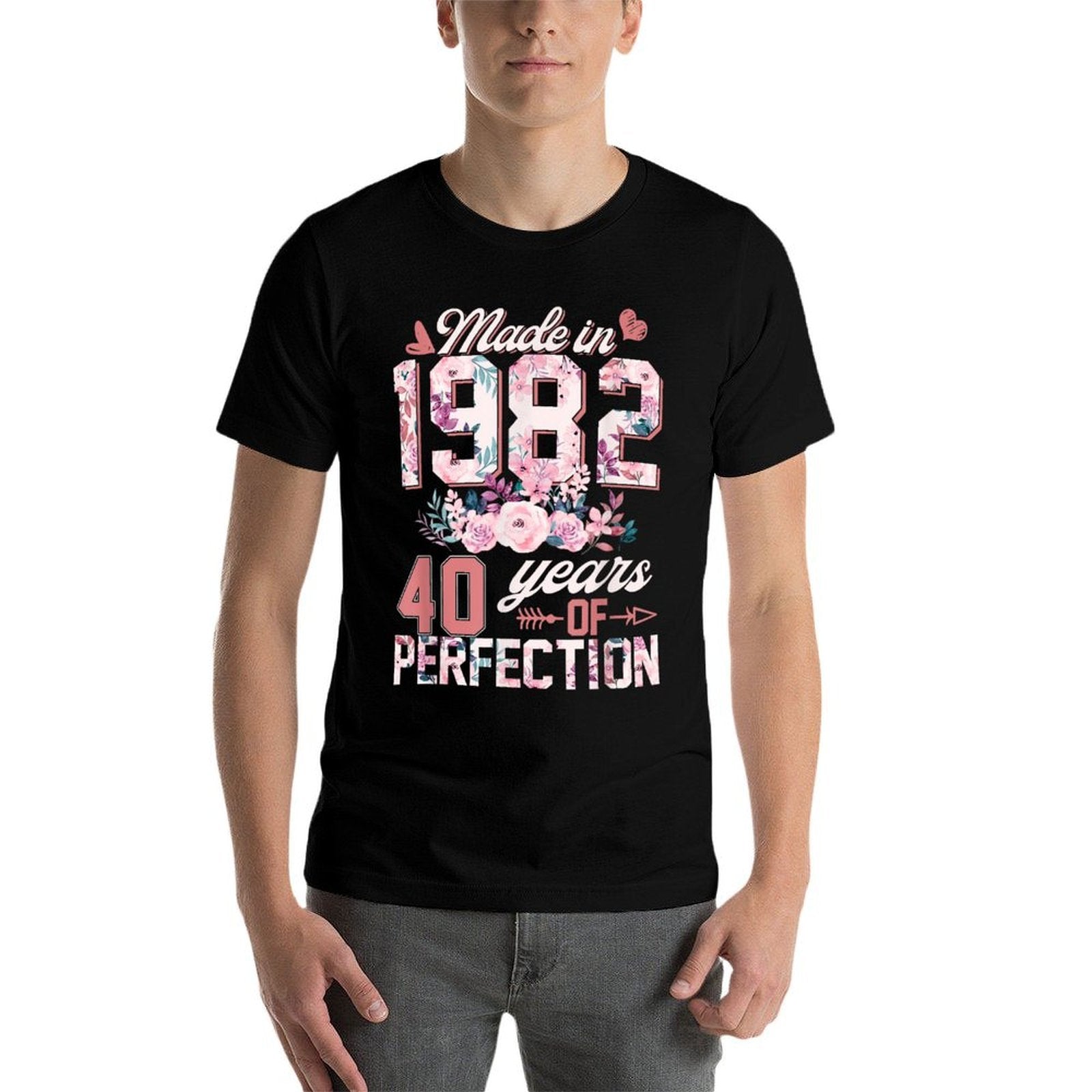 40 Year Old Gifts Women Born In 1982 Floral 40th Birthday  Odor-resistant T-Shirt