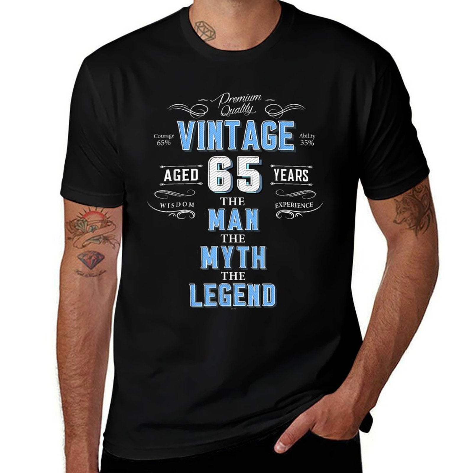 Vintage 65th Birthday Tshirt for Him Aged 65 Years Old Tee  Heathered Texture T-Shirt