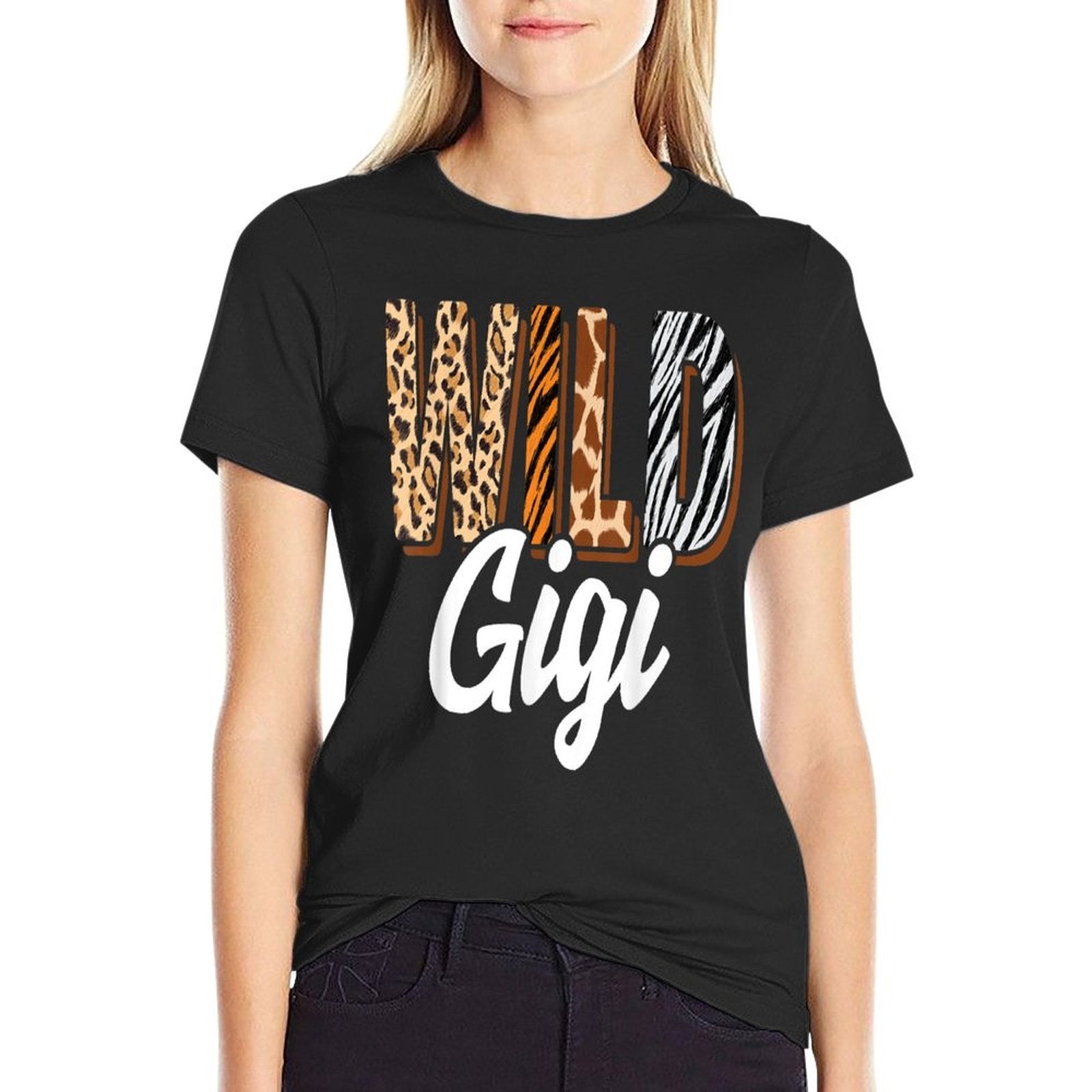 Wild Gigi Zoo Born Two Be Wild B-day Safari Jungle Animal  Oversized Silhouette T-Shirt