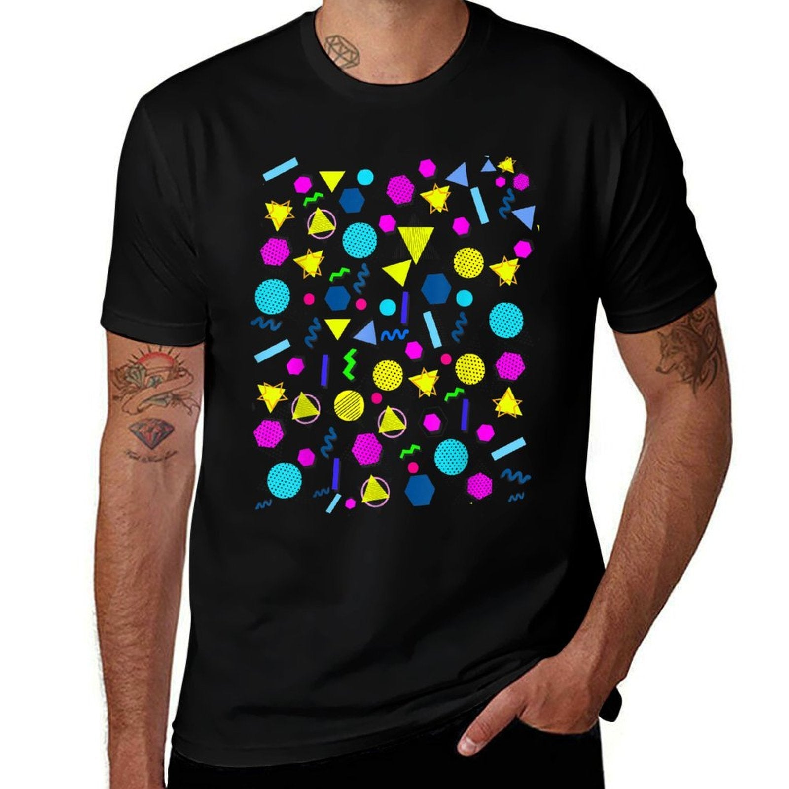 Aesthetic Geometric Pattern Retro 80s 90s Colorful Graphic  Moisture-wicking T-Shirt