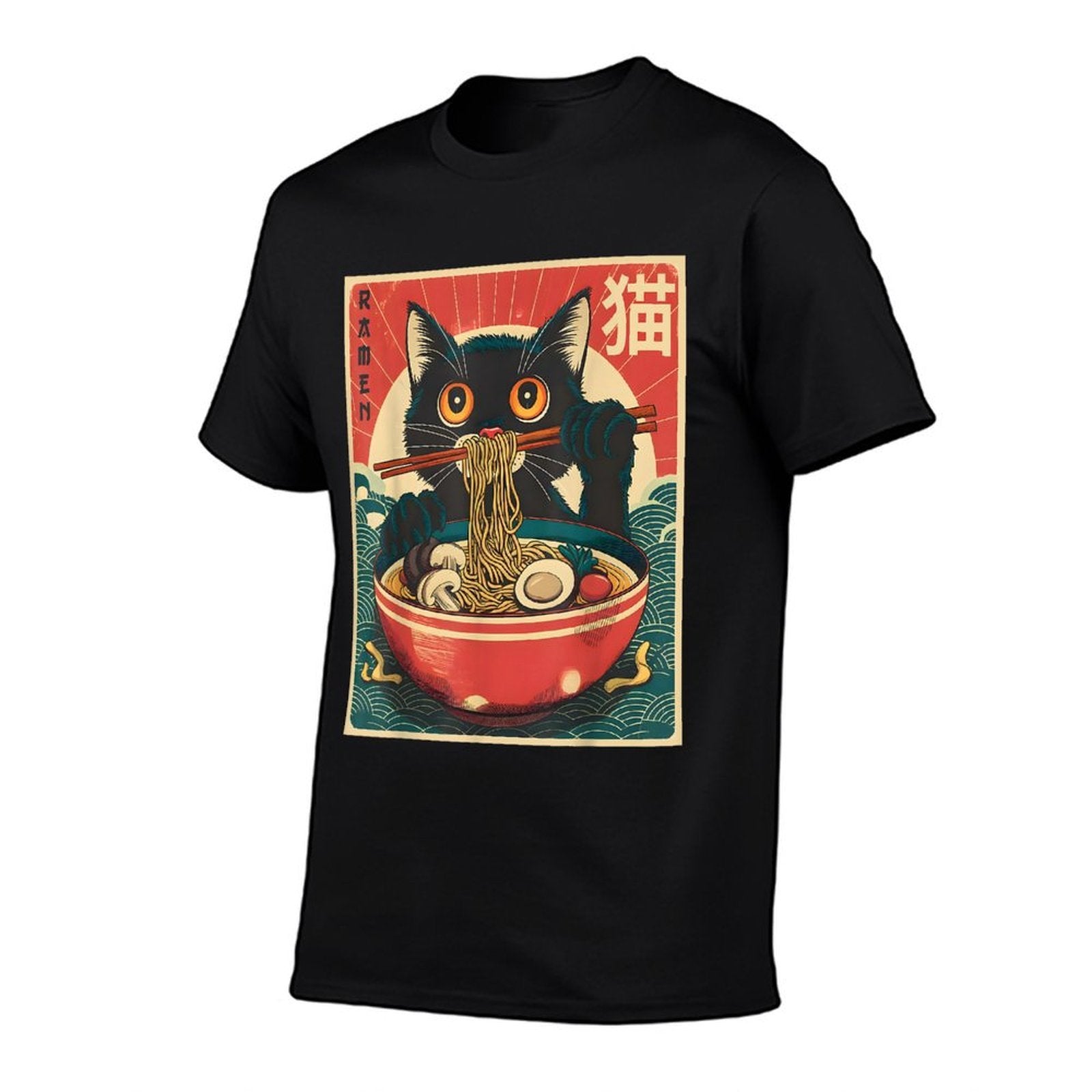 Anime Men Women Kids Cat Ramen Noodles Unisex-Adults Unisex-Kids Kawaii Cat Anime Gifts Cat Ramen Graphic Japanese Funny  Relaxed-fit T-Shirt